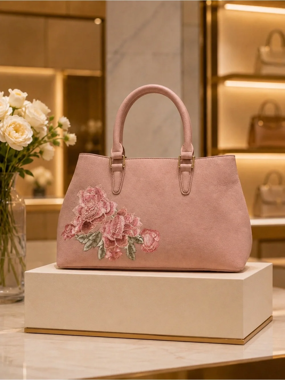 Elegant Pink Floral Appliqué by Imoshion